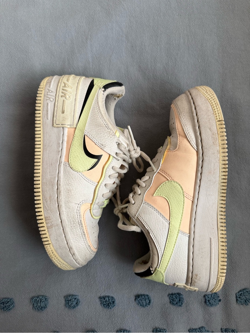 Nike Air Force Sneakers in Peach, Light Green & Off-White